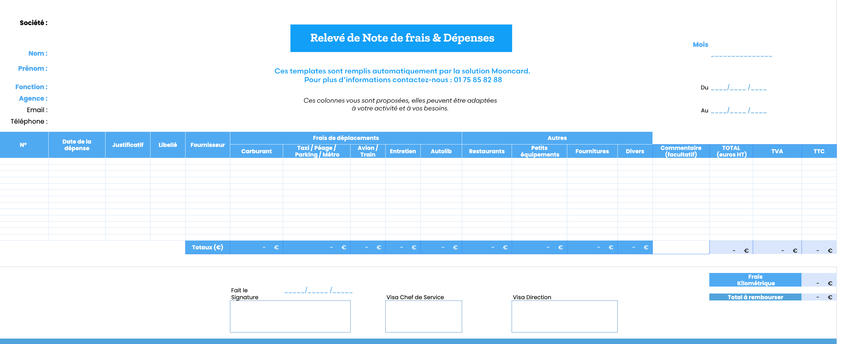 modele note de frais